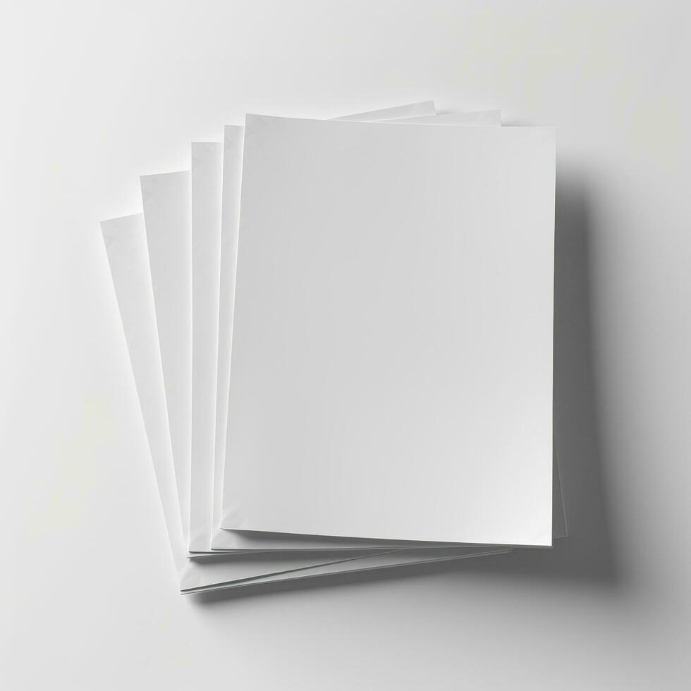 Blank white paper isolated on white background. Generative AI photo