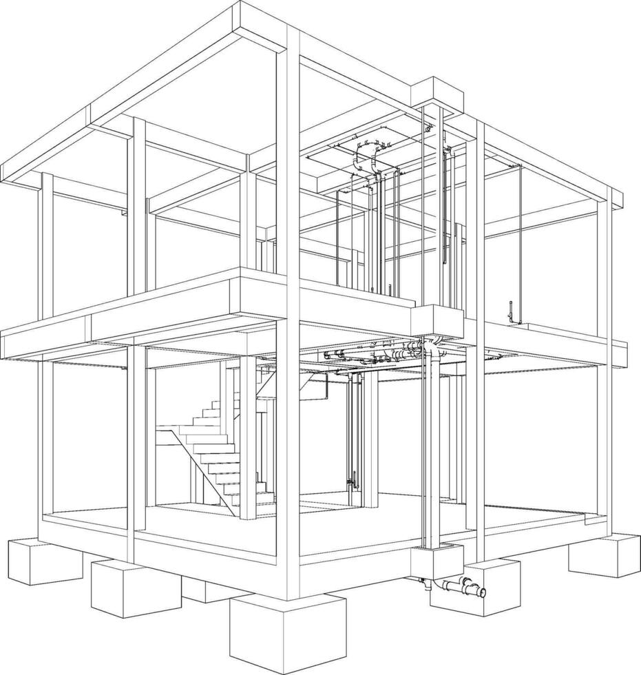 3d ilustración de edificio y construcción vector