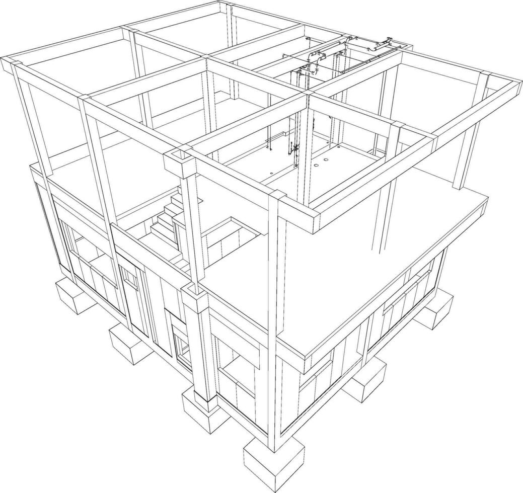 3d ilustración de edificio y construcción vector