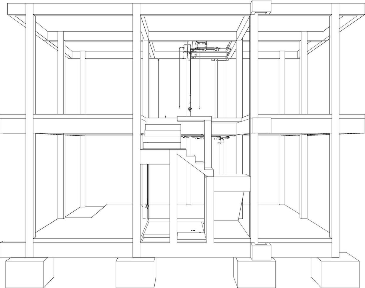 3d ilustración de edificio y construcción vector