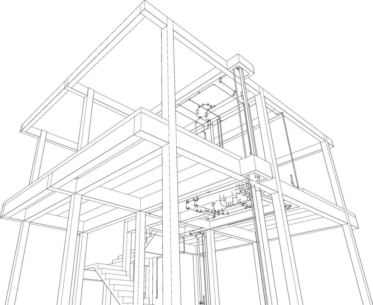 3D illustration of building and construction vector