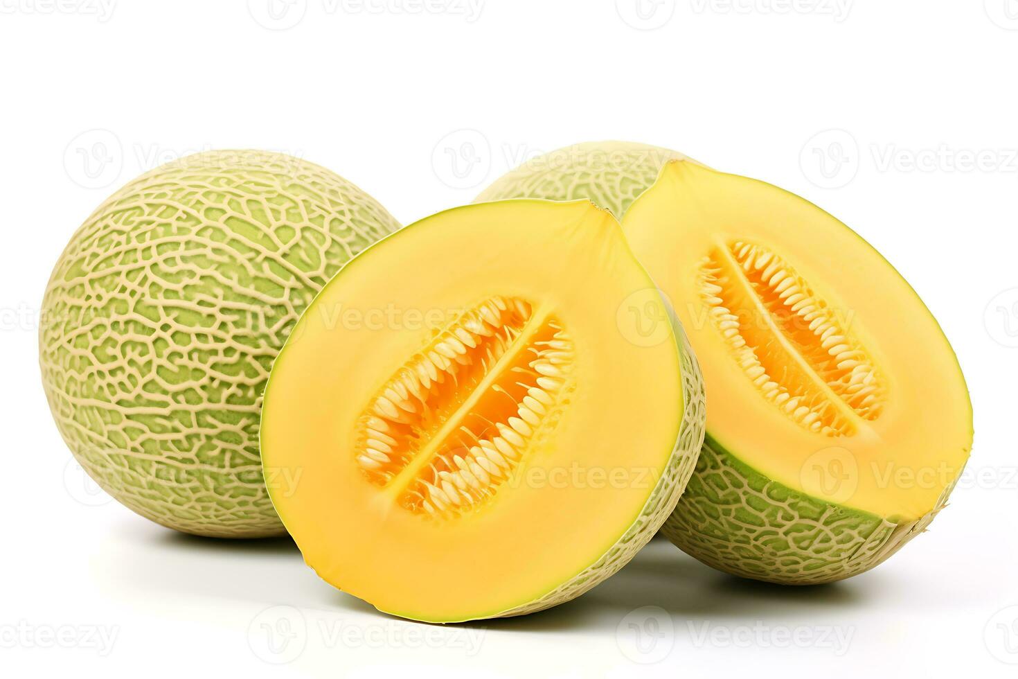 Galia melon fruit isolated on white background AI Generated photo
