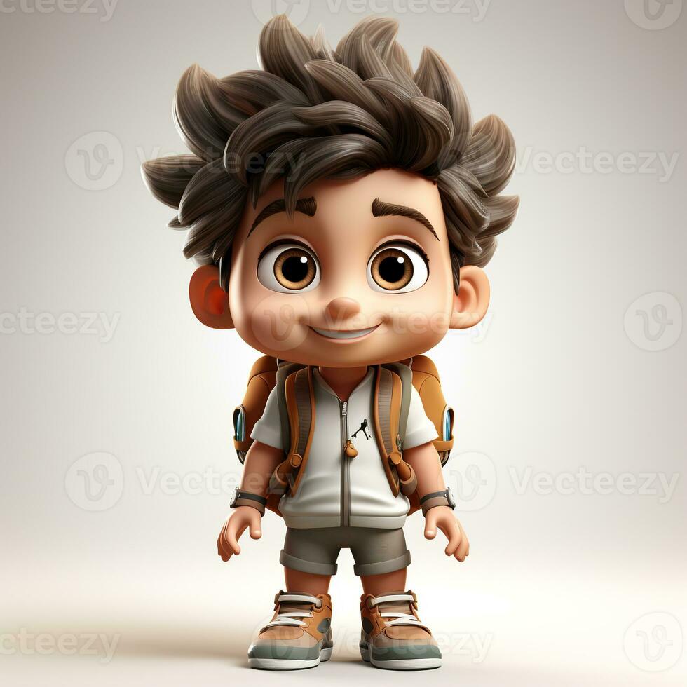 cartoon cute school boy photo