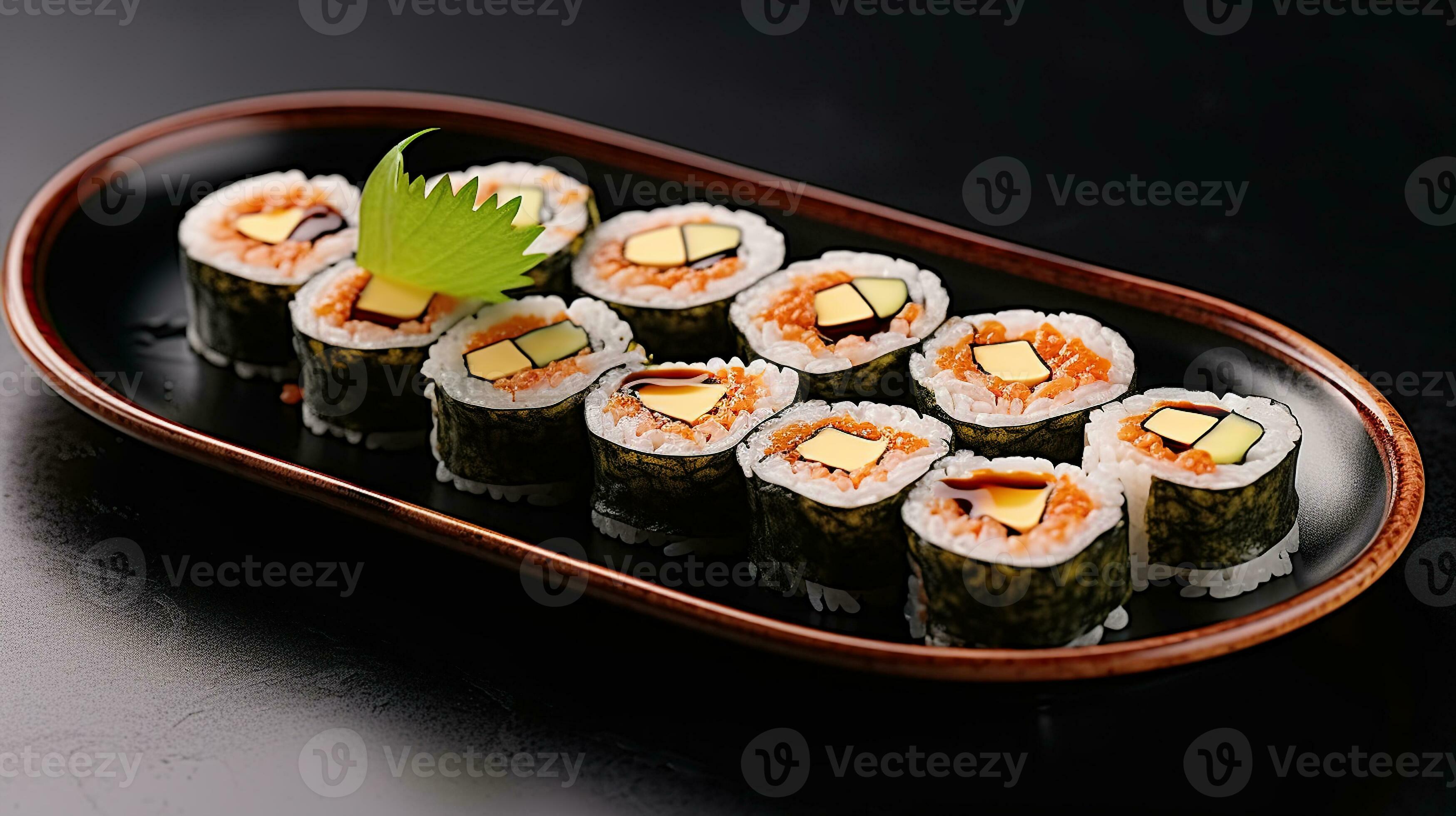 Authentic Japanese Delights, Traditional Fresh Futomaki Sushi Presented