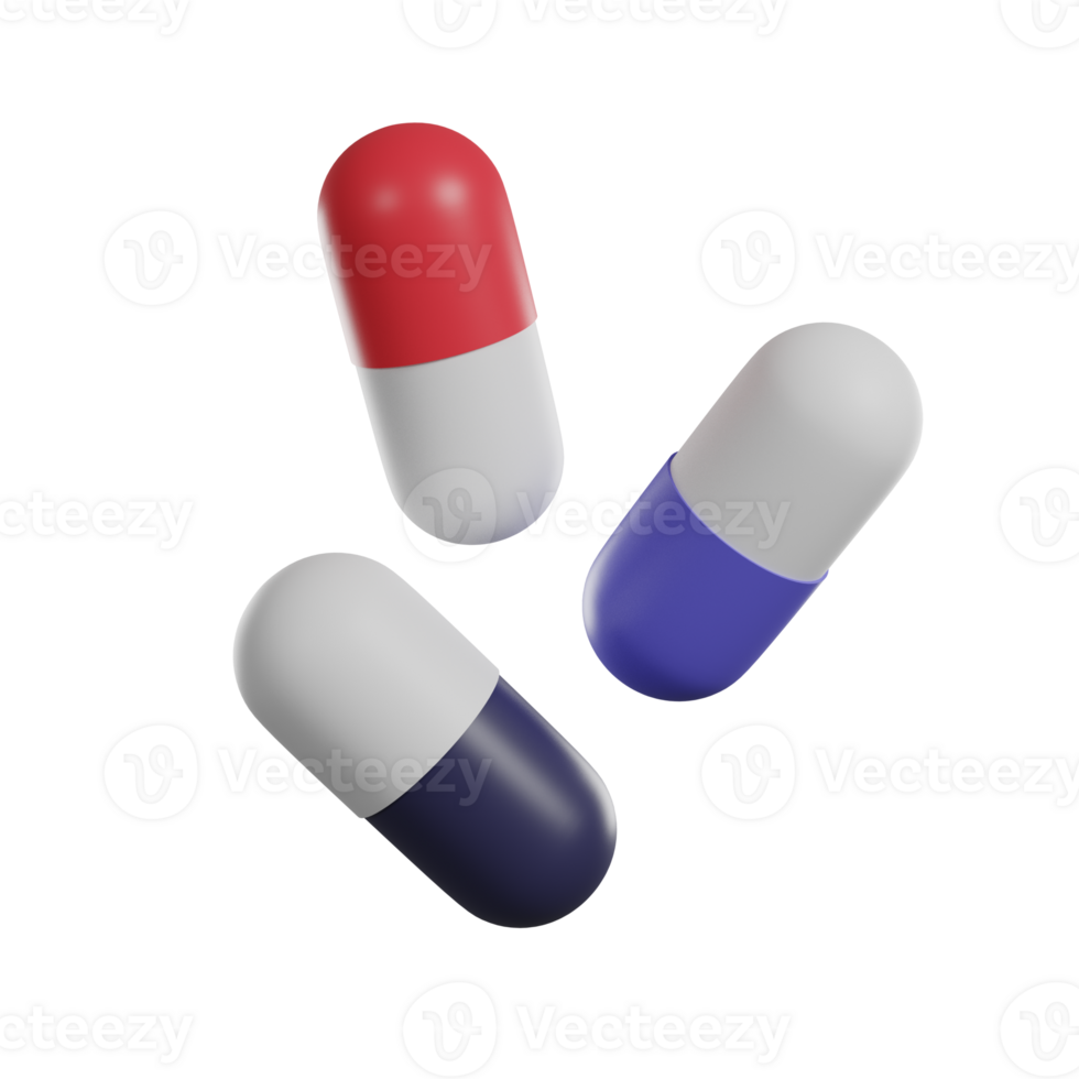 Medicine capsules 3D render icon png