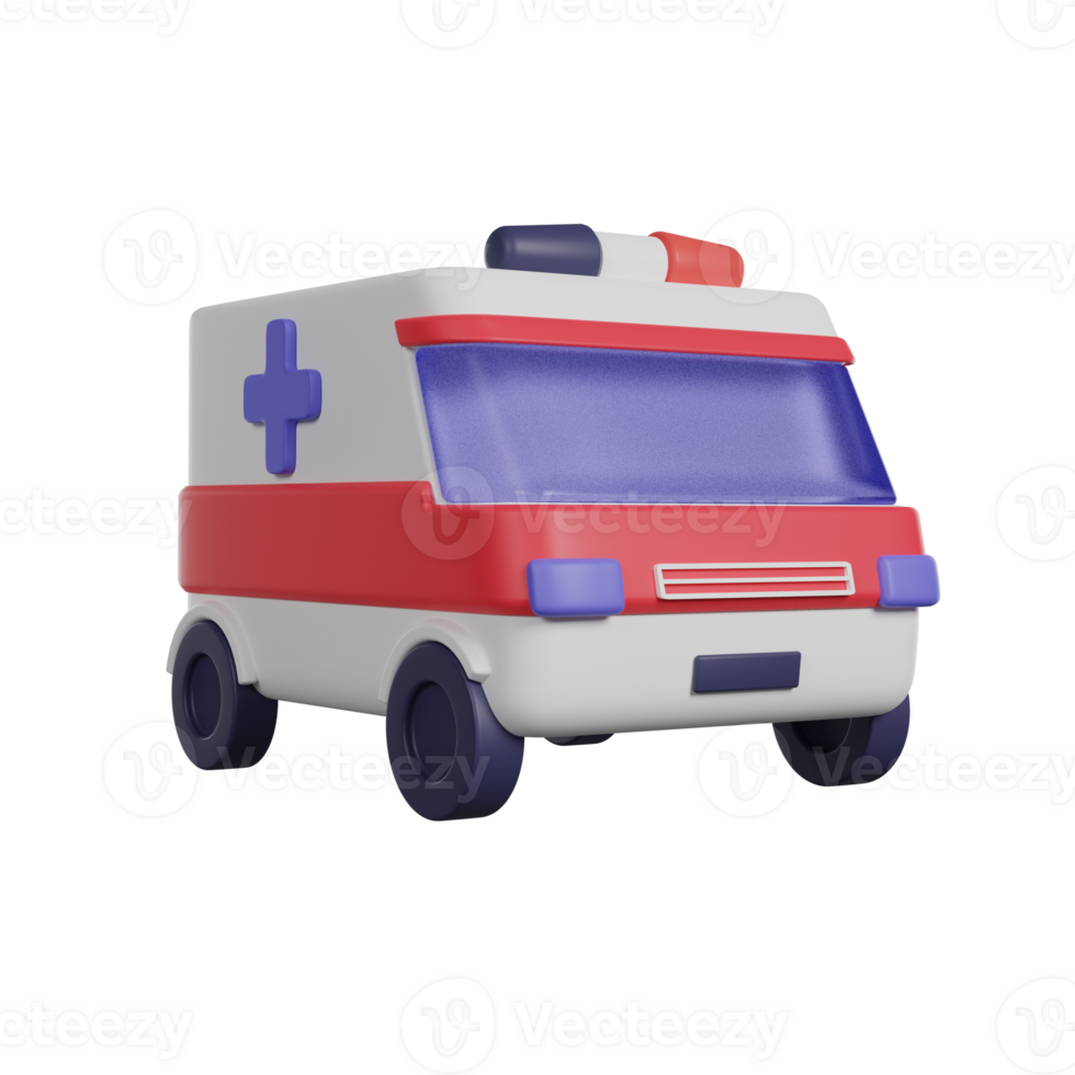 Ambulance emergency vehicle 3D render icon png