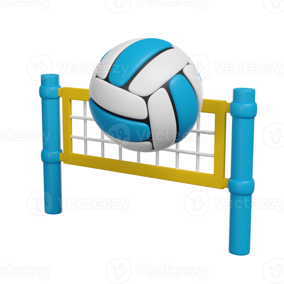 Volleyball, net and ball 3D render icon png