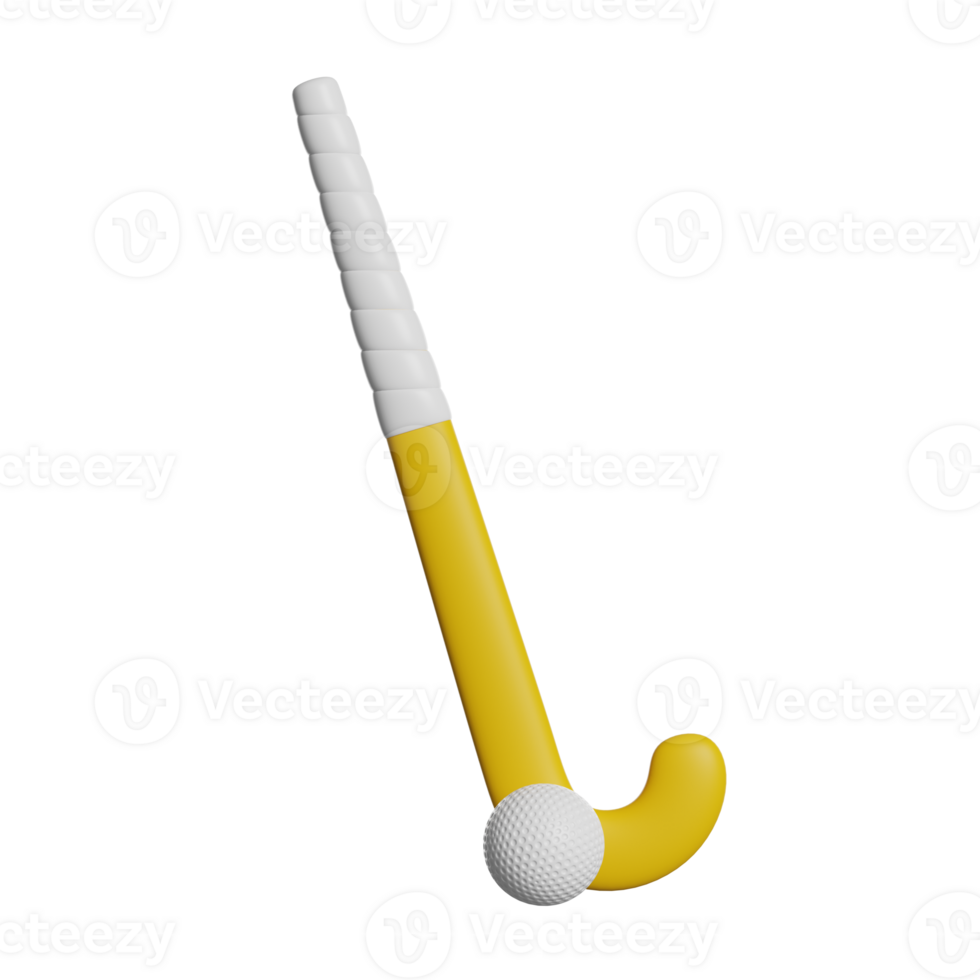 Field hockey, ball and hockey stick 3D render icon png