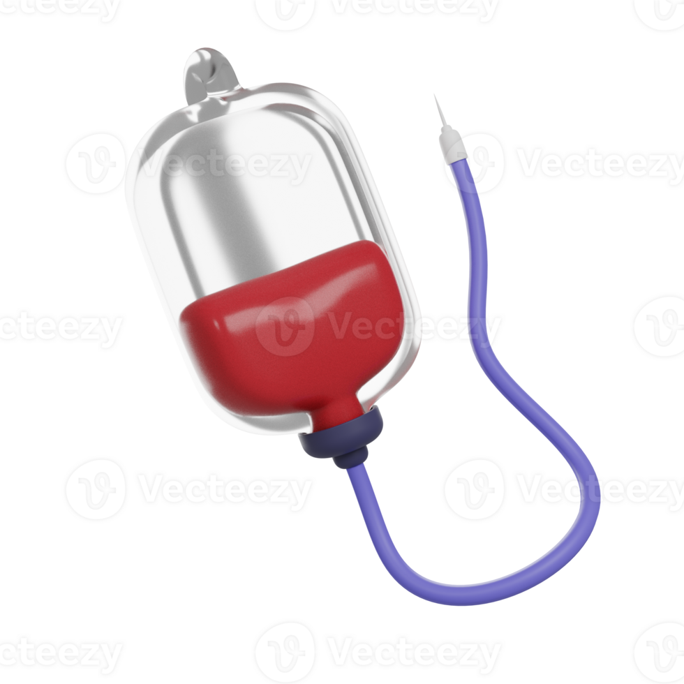 Donate blood. 3D icon Bag with blood png