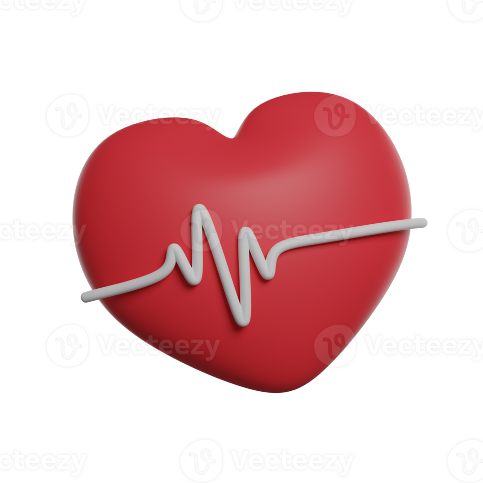 Heart beat 3D render icon png