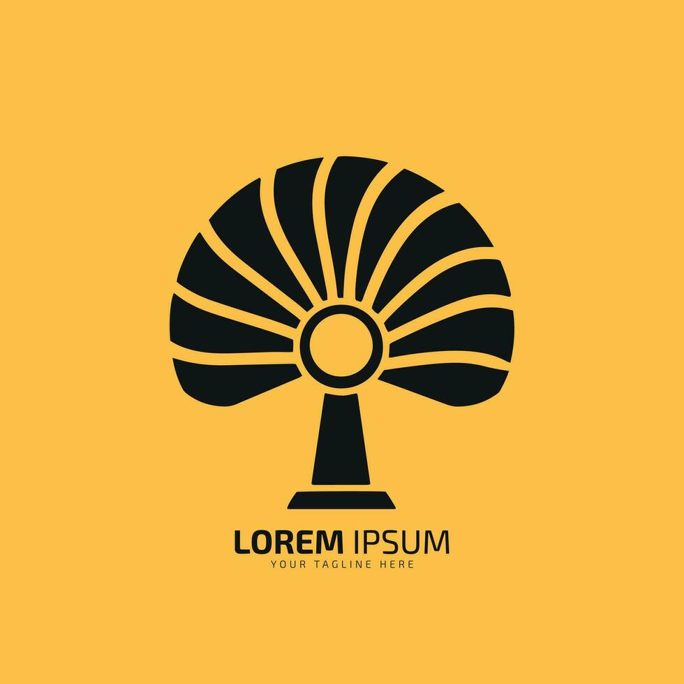 Minimal or abstract fan logo vector icon silhouette isolated on yellow background