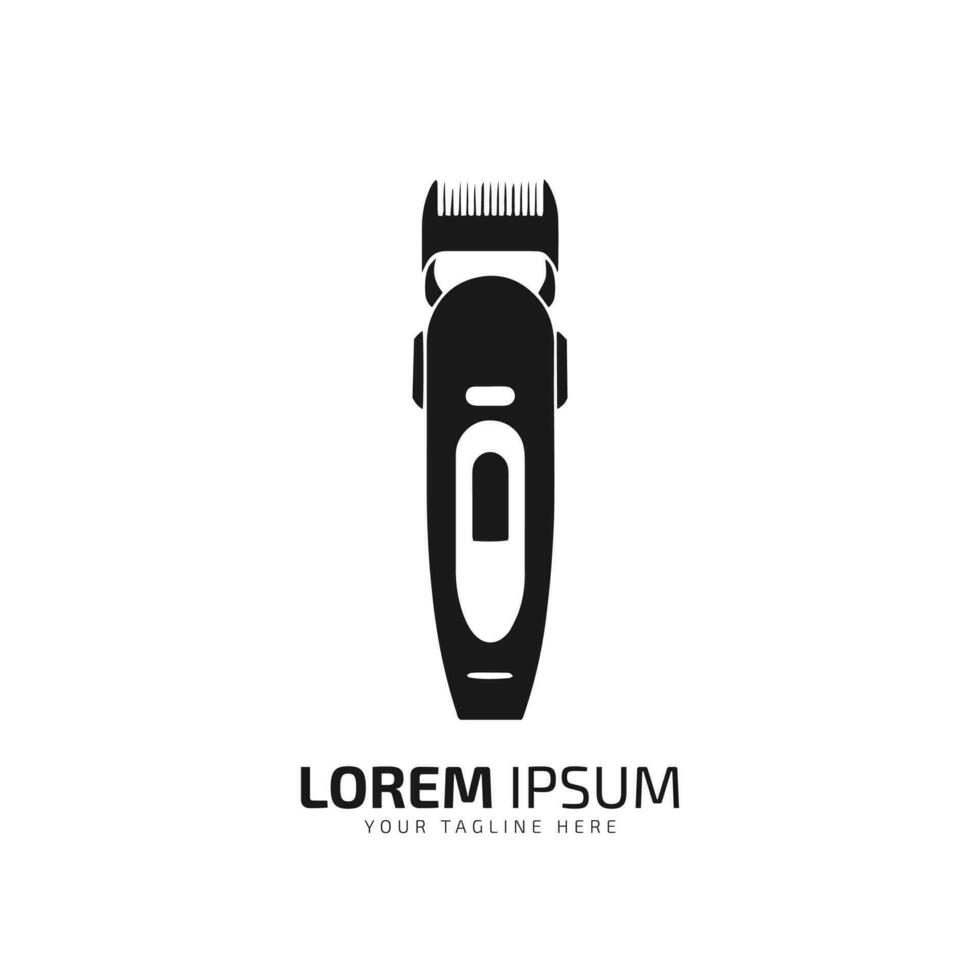 electric hair clippers turned vector isolated. Hairdressing shaving machine or equipment illustration for barber shop logo or emblem in retro style.