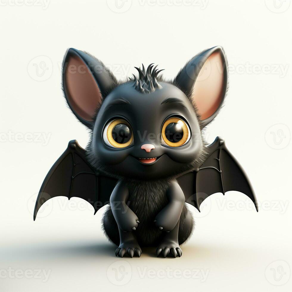 3D cartoon cute bat ai photo