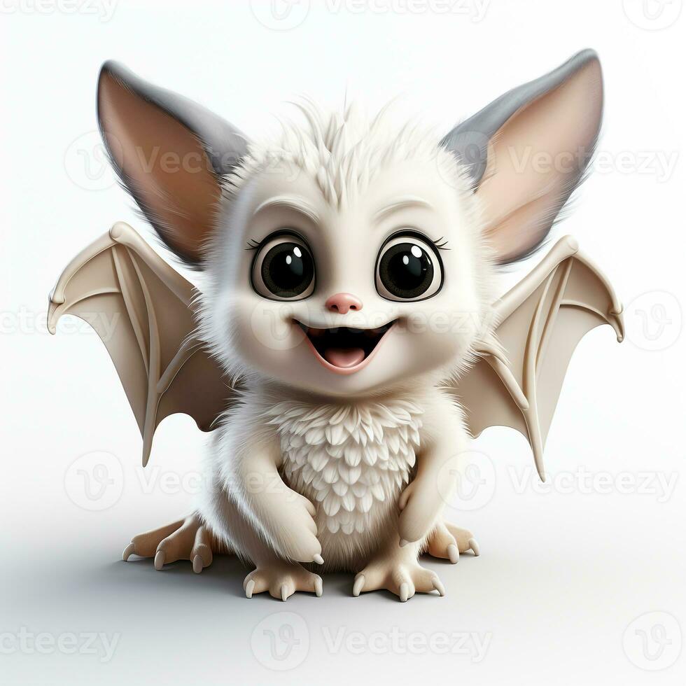 3D cartoon cute bat ai photo