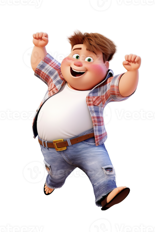 Ai Generated white kid boy dancing, jumping in joy raising hands and laughing, isolated illustration, transparent background png