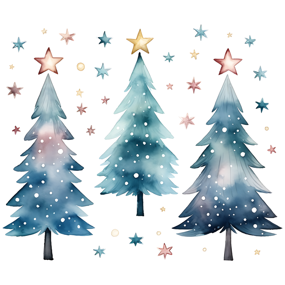 christmas tree watercolor transparent background AI Generative png