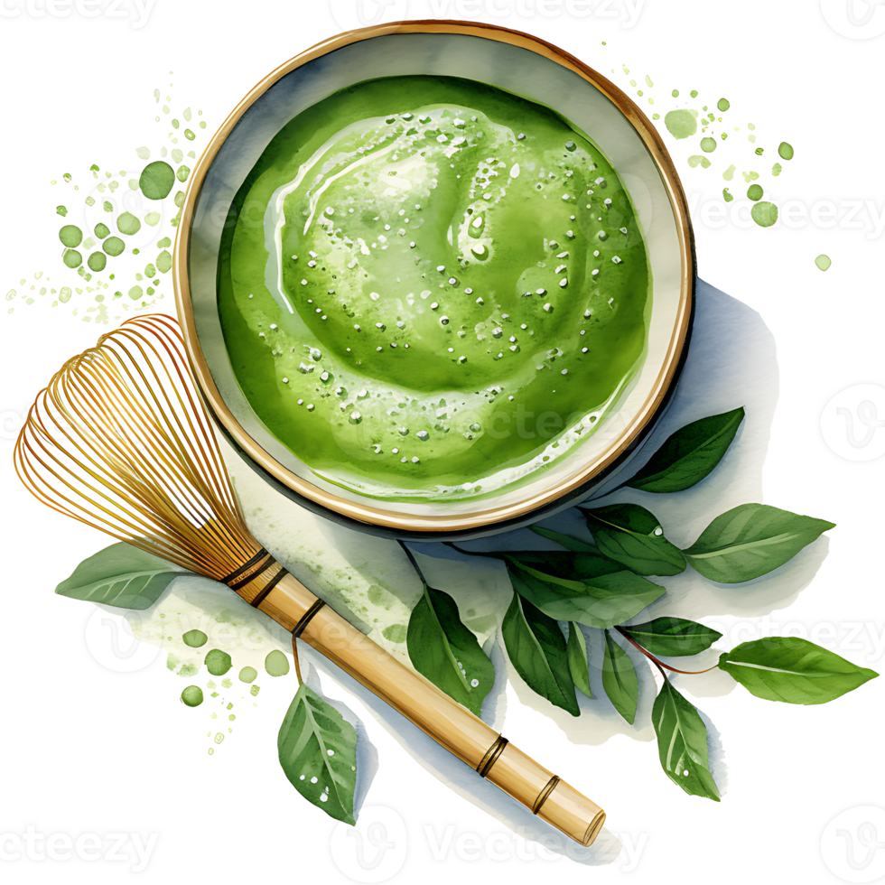 cremoso matcha verde chá e hortelã folha clipart sublimação ai generativo png