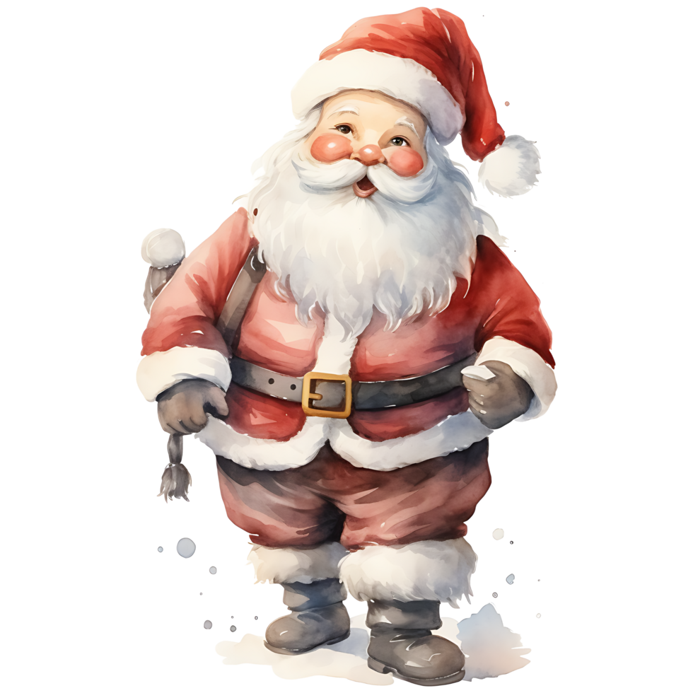 Christmas santa claus character watercolor transparent background AI Generative png