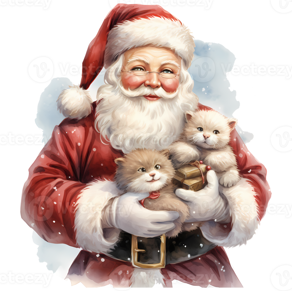 Santa claus Christmas Day Watercolor Sublimation Clipart AI Generative png