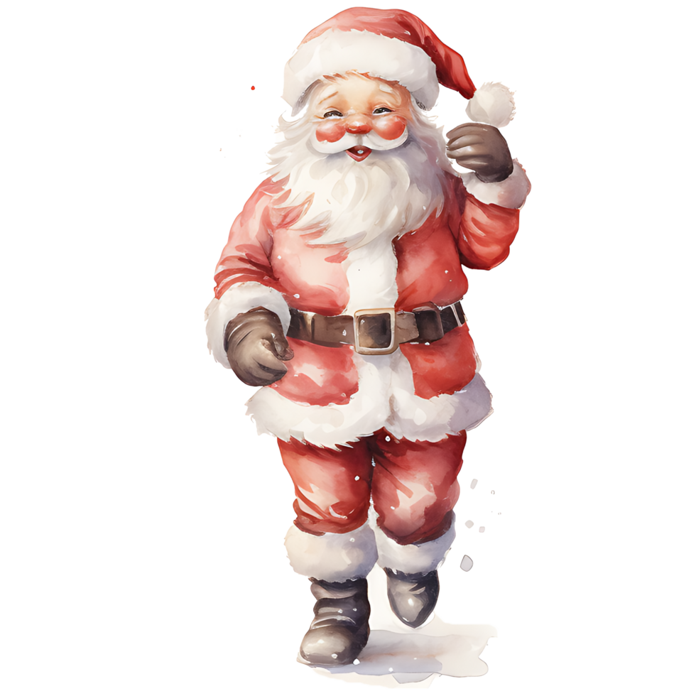 Christmas santa claus character watercolor transparent background AI Generative png