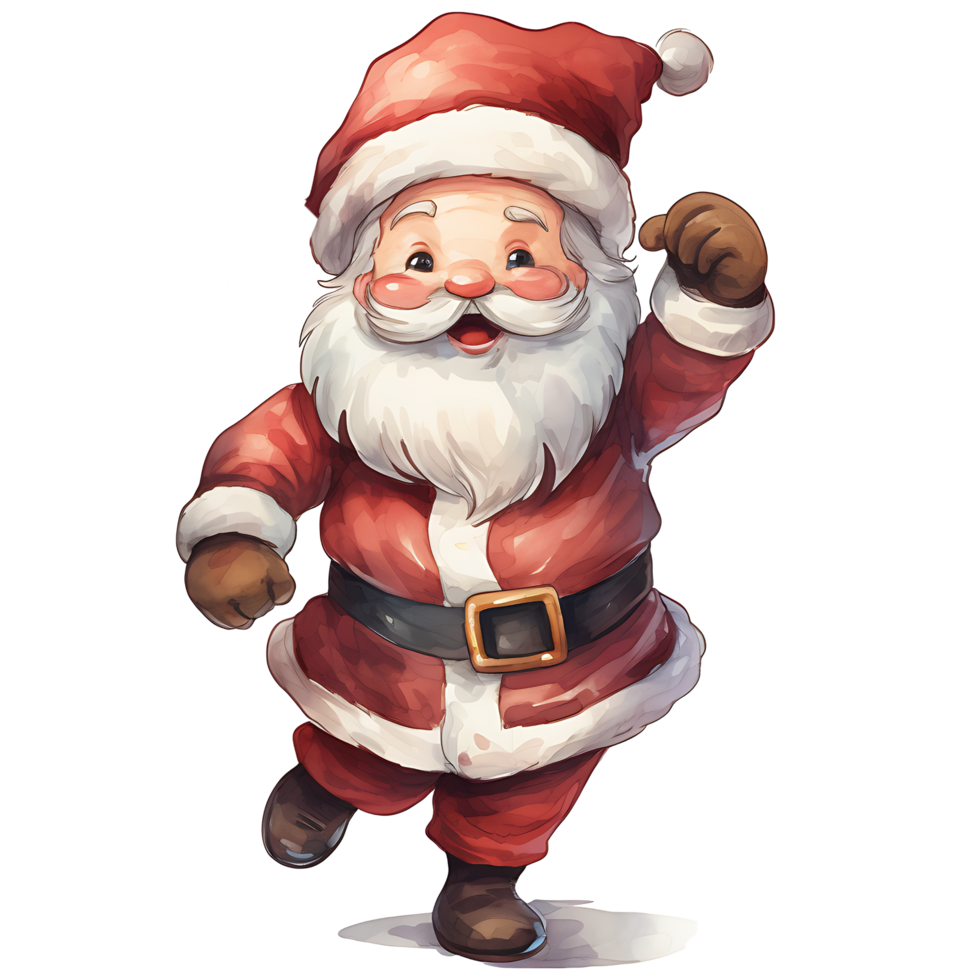 Christmas santa claus character watercolor transparent background AI Generative png