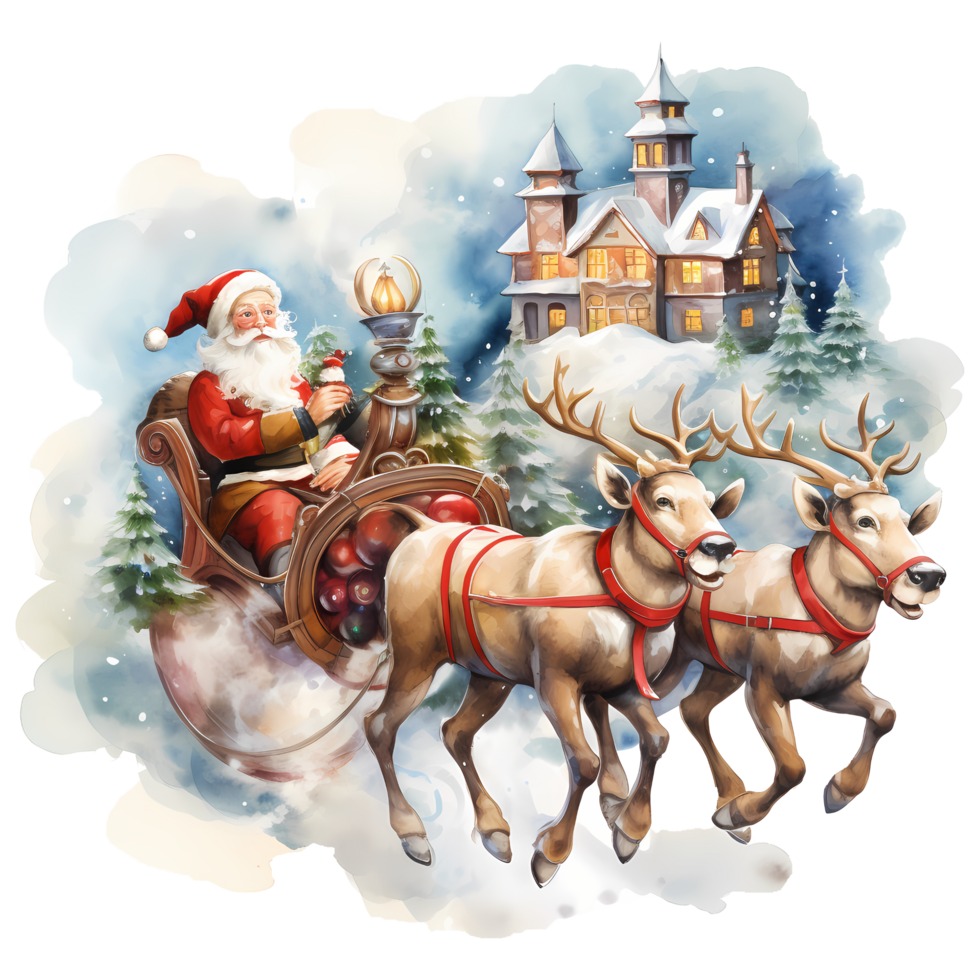 Santa claus Christmas Day Watercolor Sublimation Clipart AI Generative png