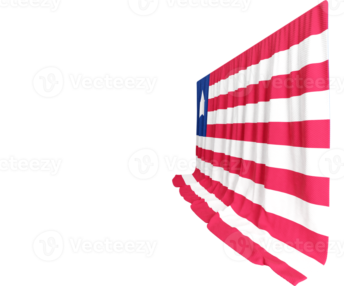 Liberian Flag Curtain in 3D Rendering Showcasing Liberia's Unity png
