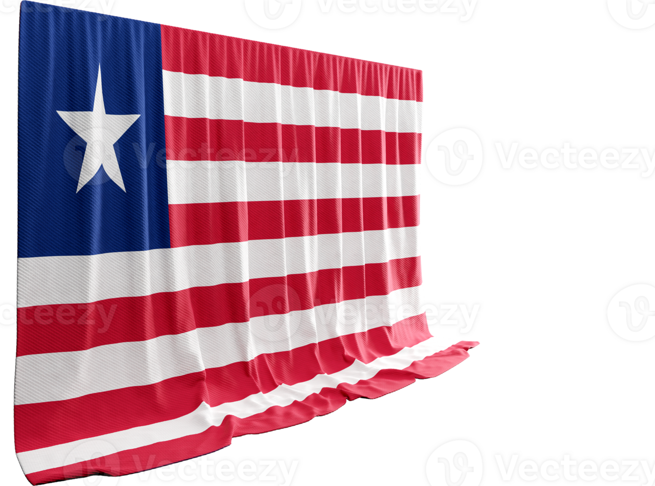 Liberian Flag Curtain in 3D Rendering Showcasing Liberia's Unity png