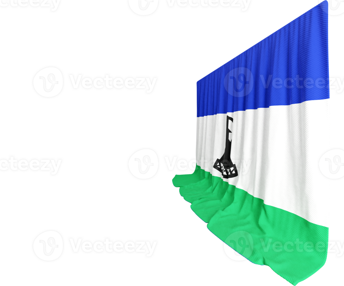 Sesotho Flag Curtain in 3D Rendering Lesotho's Natural Beauty png