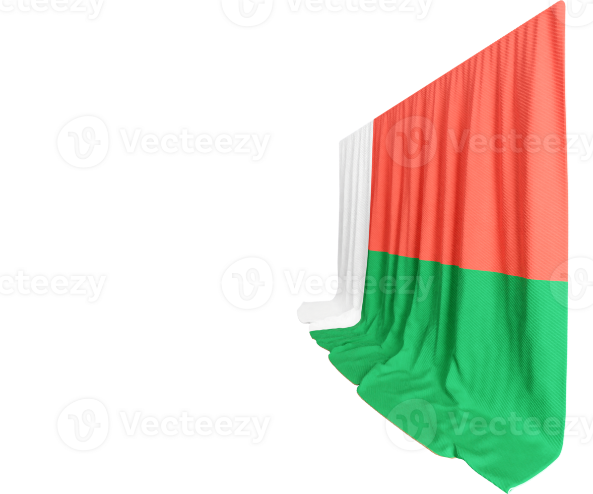 Malagasy Flag Curtain in 3D Rendering Madagascar's Cultural Diversity png