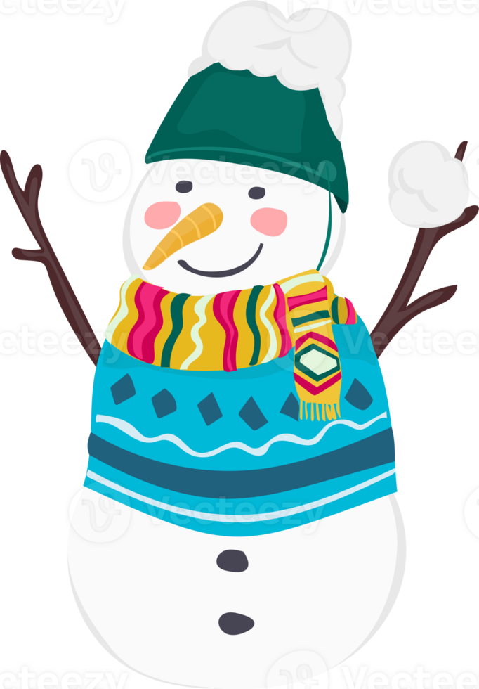 Cute snowman cartoon. Christmas style illustration. png