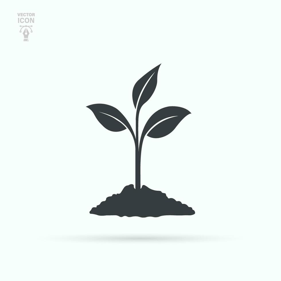 Seedling icon. Growing young plant. Isolated vector illustration.