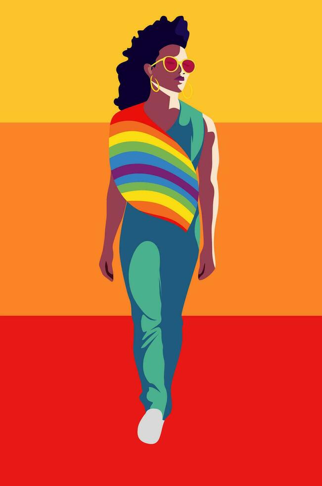 LGBT Rainbow Flat Art Illustration Poster vector