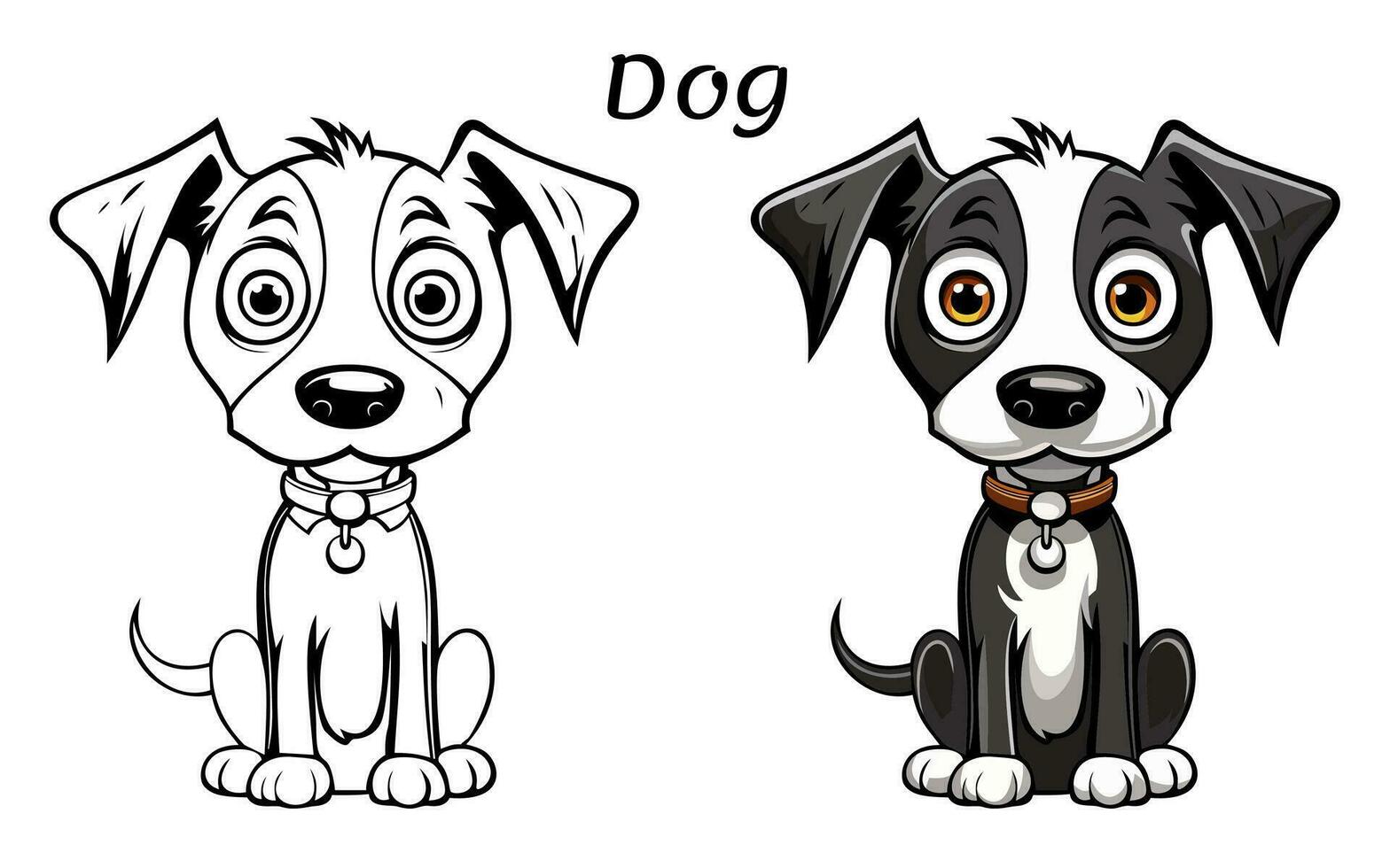 Cute Dog Animal Coloring Book Illustration Pro Vector