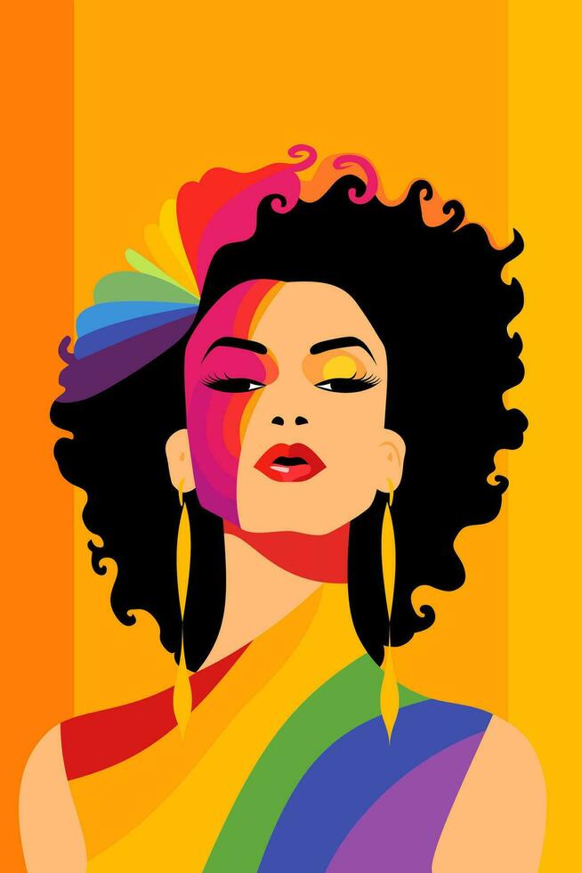 LGBT Rainbow Flat Art Illustration Poster vector