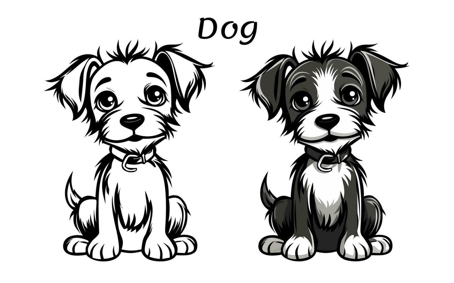 Cute Dog Animal Coloring Book Illustration Pro Vector