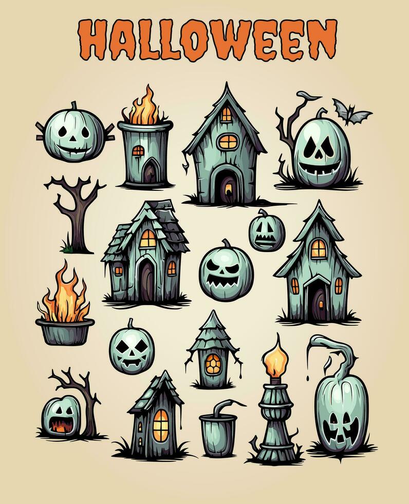 Halloween Collection Spooky Vector Illustrations 12