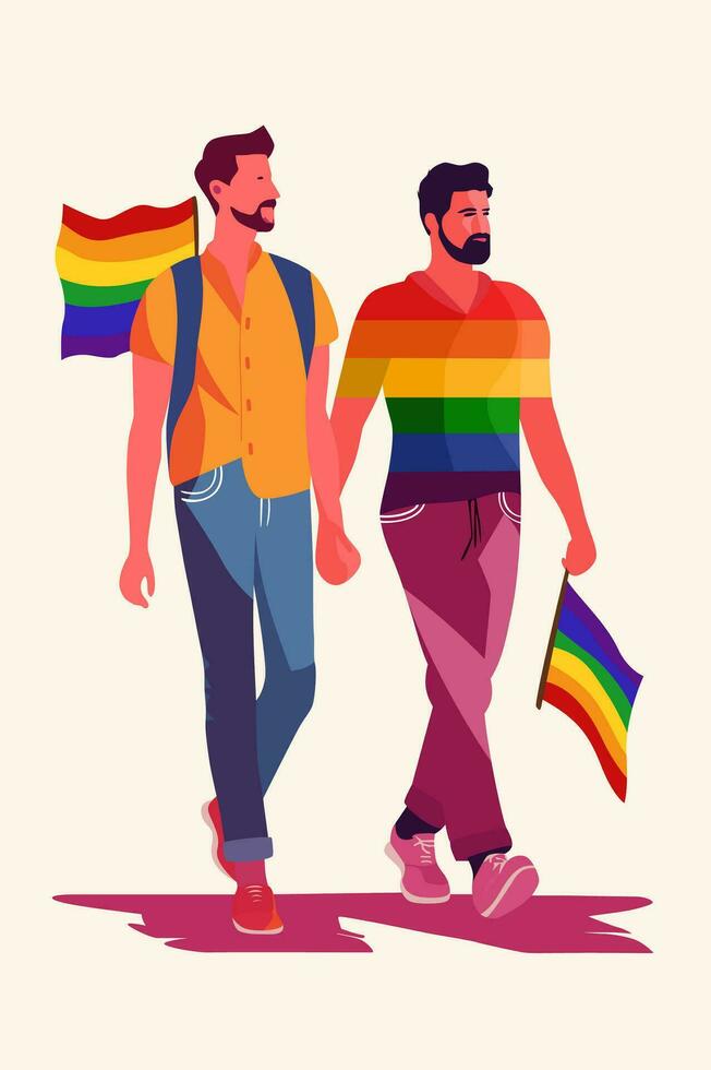 LGBT Rainbow Flat Art Illustration Poster vector