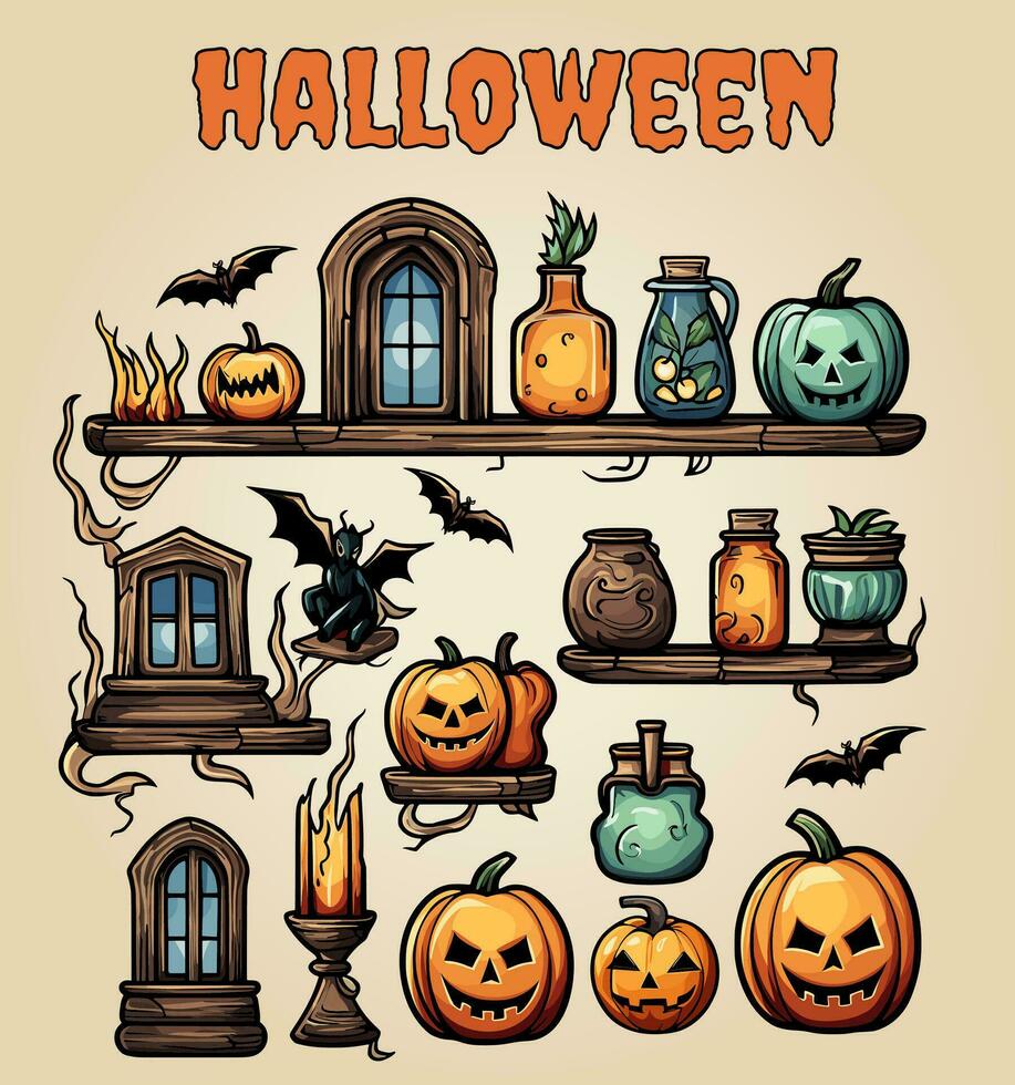 Halloween Collection Spooky Vector Illustrations 13