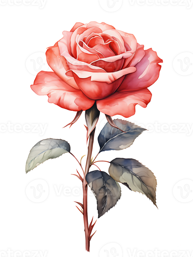 Aquarell Rose Blumen mit bunt Blumen- Illustration generativ ai png