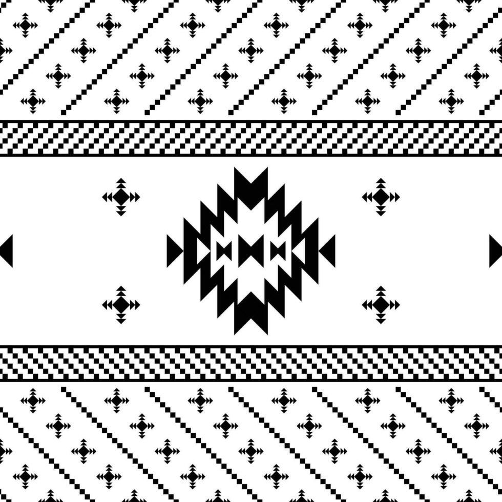 resumen geométrico vector ilustración. étnico textura motivo. tribal sin costura modelo diseño para textil y bordado. negro y blanco color.