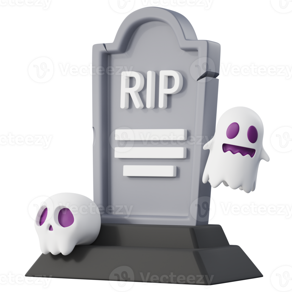 3D Halloween Tombstone.Halloween design element In 3D and plastic cartoon style.Halloween pumpkin 3D style for poster, banner, greeting card png