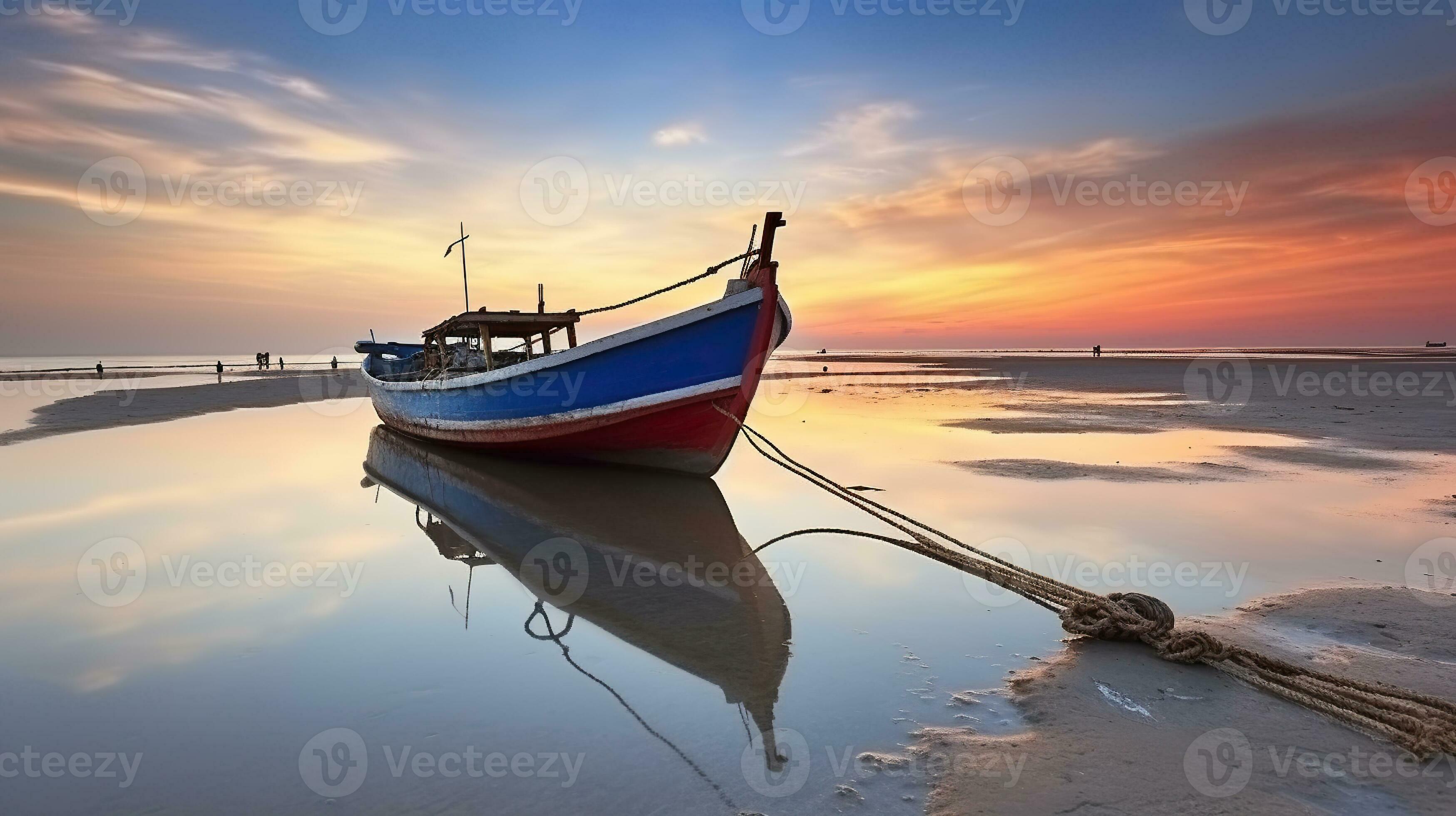 Harmony of Twilight, Low Tide Unveils a Stunning Sunset Backdrop