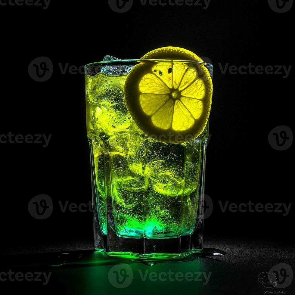 Glass of lemonade lemon juice slices of lemon food photography AI Generated Photo