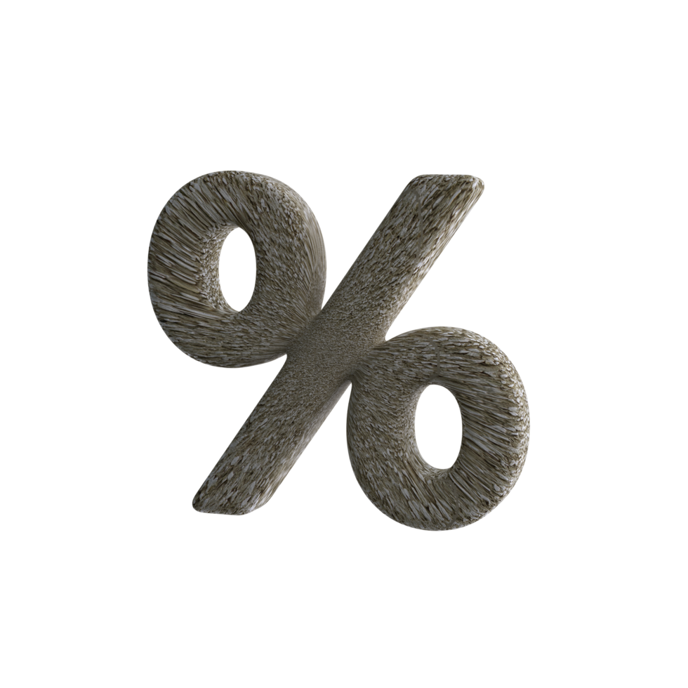 Percent Sign 3D render with Stone Material png