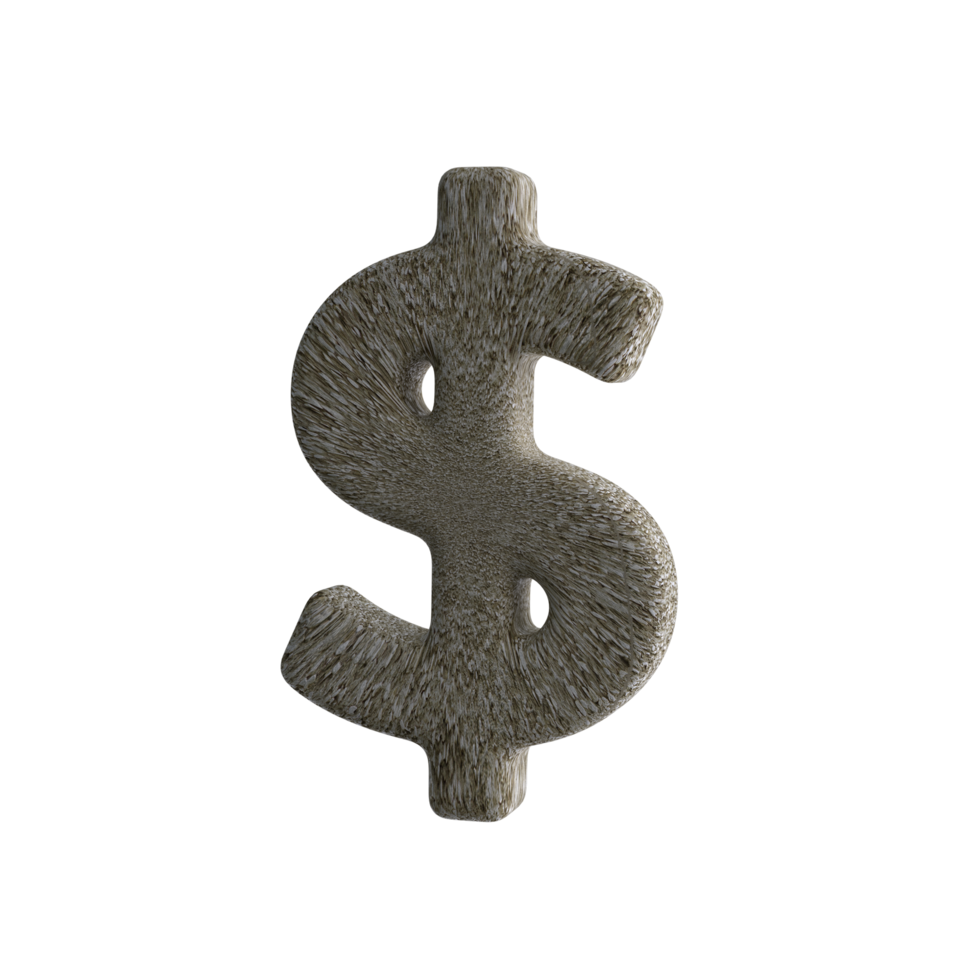 Dollar Sign 3D render with Stone Material png