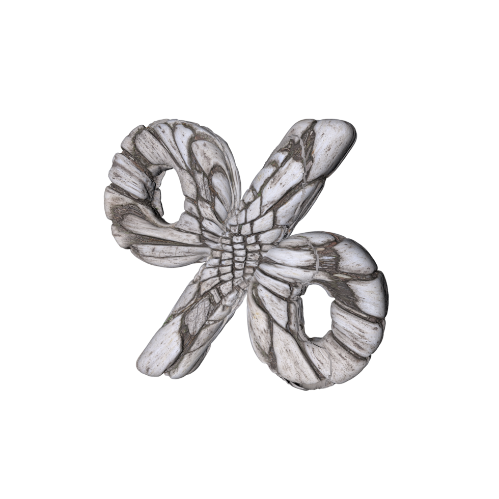 Percent sign 3D render with Stone Material png