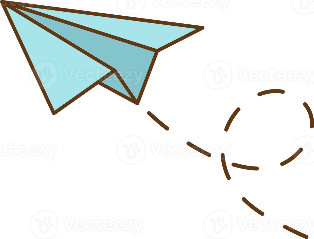 Paper airplane with dash line icon isolated illustration. png