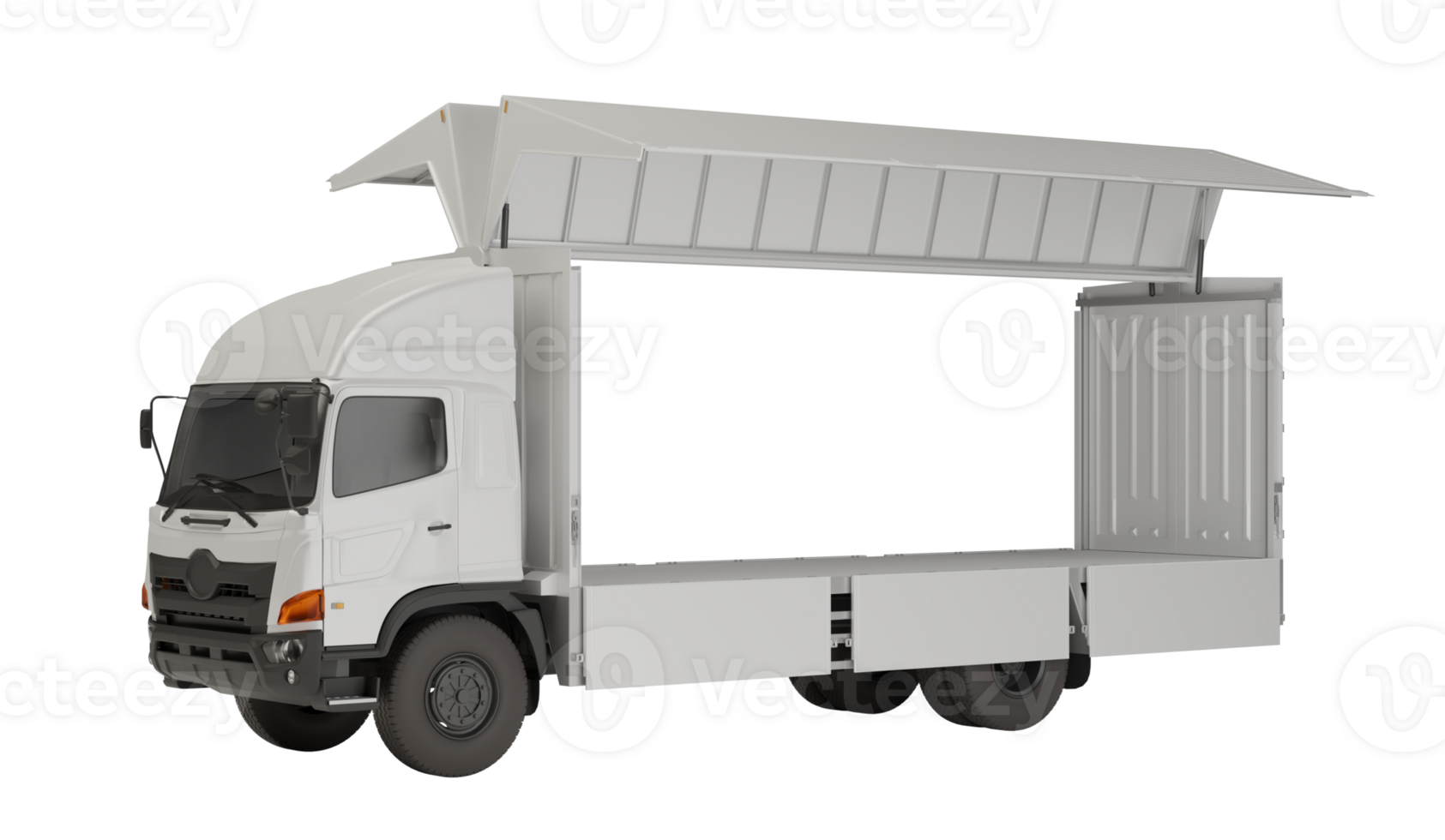 3d geven geïsoleerd wit aanhangwagen vrachtauto lading vleugel doos png