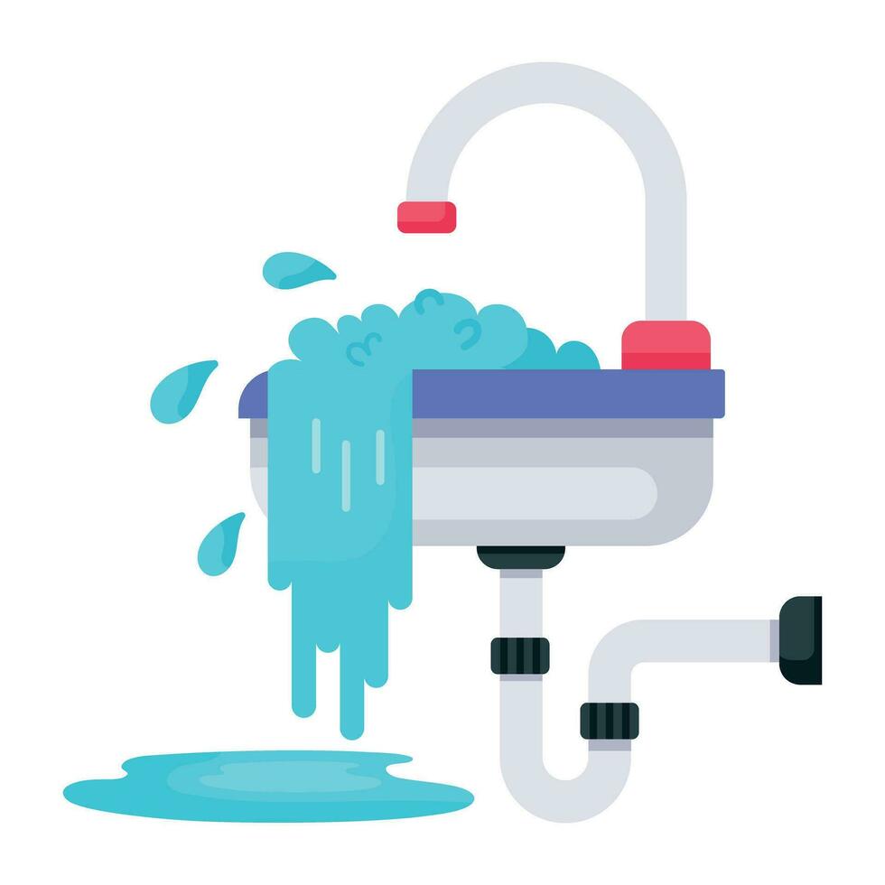 Trendy Sink Overflowing vector